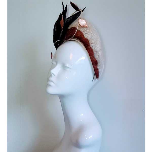 Halo Crown Headpiece in Copper, Black and Ivory