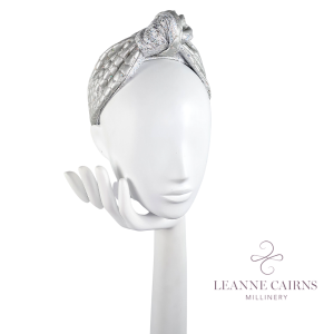 Padded silver and irredescent centre knotted headband