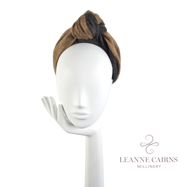 Chocolate shaded cashmere centre positioned knotted headband
